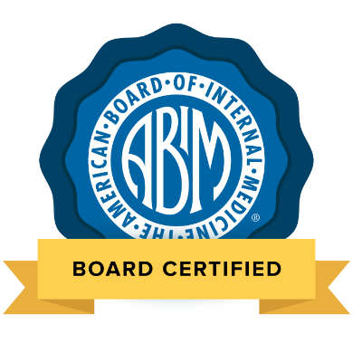 Board certified by the American Board of Internal Medicine
